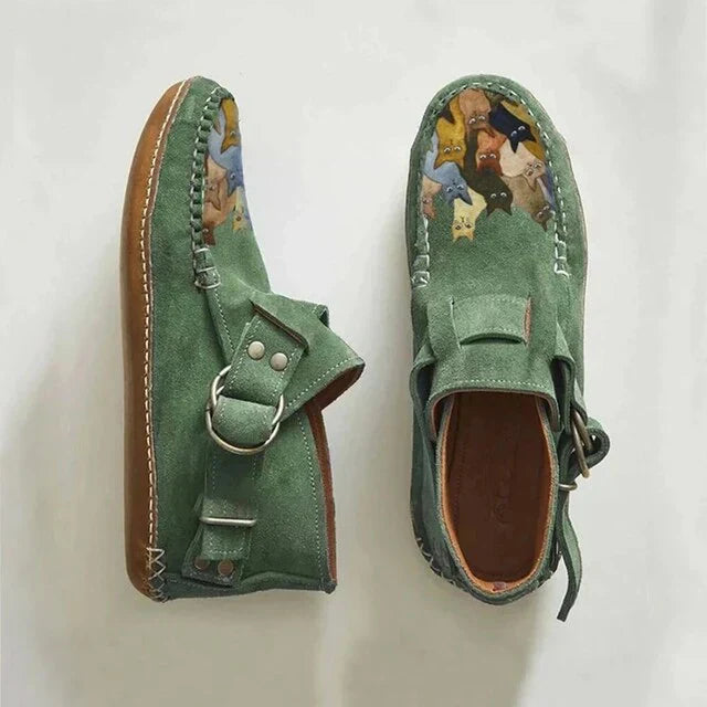 Claire | Women Artistic Cat Design Slip-On Shoes