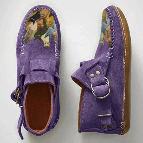 Claire | Women Artistic Cat Design Slip-On Shoes