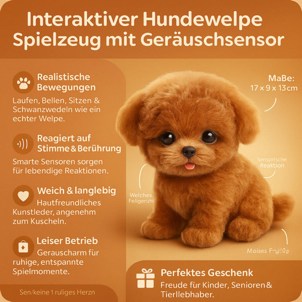 Plüschtier Hund Interaktiv realistischer Bewegungs Soundbegleiter 3