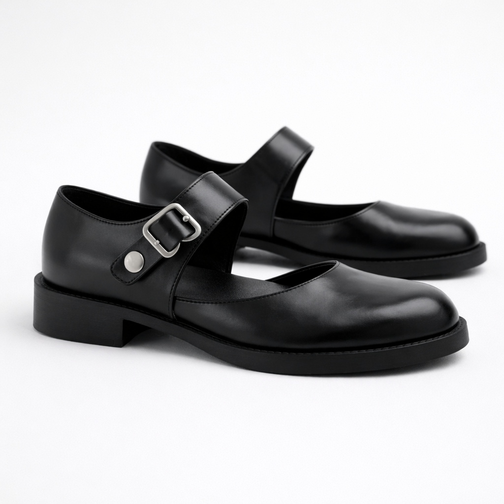 Chaussures Mary Jane pour Femmes | Cuir Noir | Lanière à Boucle, Confort Ajusté