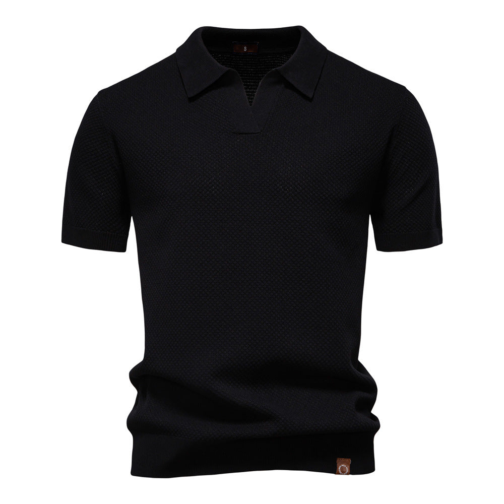 Polo Shirt Gestructureerd Knit | Stijlvol & Ademend Open Kraag