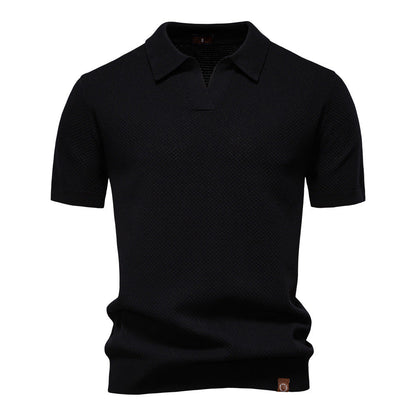 Polo Shirt Gestructureerd Knit | Stijlvol & Ademend Open Kraag