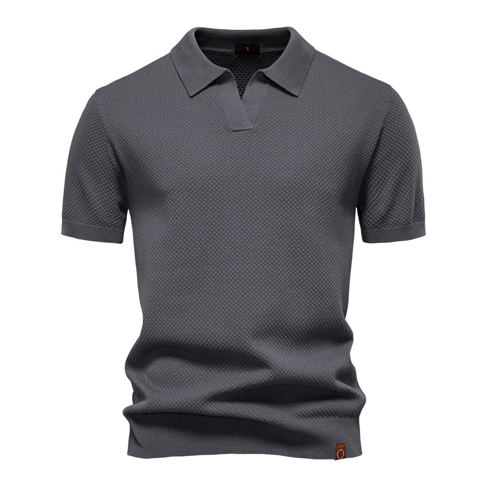 Polo Shirt Gestructureerd Knit | Stijlvol & Ademend Open Kraag
