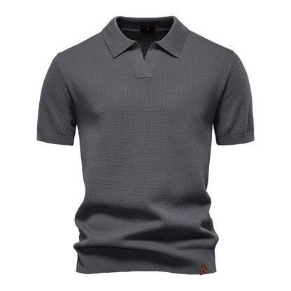 Polo Shirt Gestructureerd Knit | Stijlvol & Ademend Open Kraag