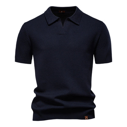Polo Shirt Gestructureerd Knit | Stijlvol & Ademend Open Kraag