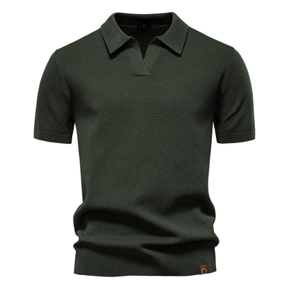 Polo Shirt Gestructureerd Knit | Stijlvol & Ademend Open Kraag