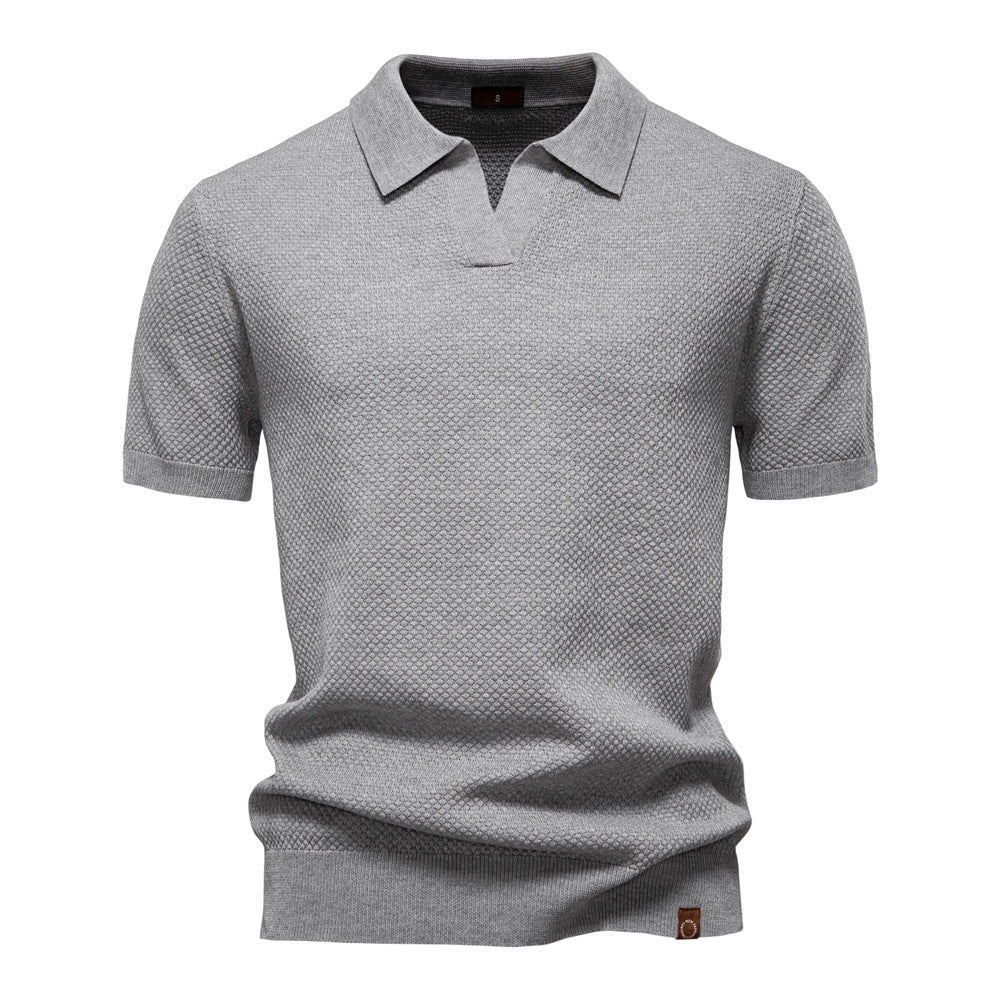 Polo Shirt Gestructureerd Knit | Stijlvol & Ademend Open Kraag