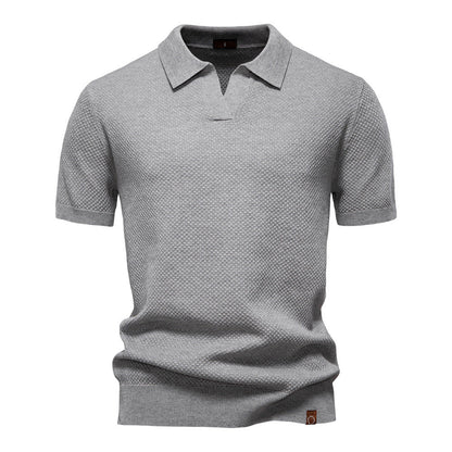 Polo Shirt Gestructureerd Knit | Stijlvol & Ademend Open Kraag