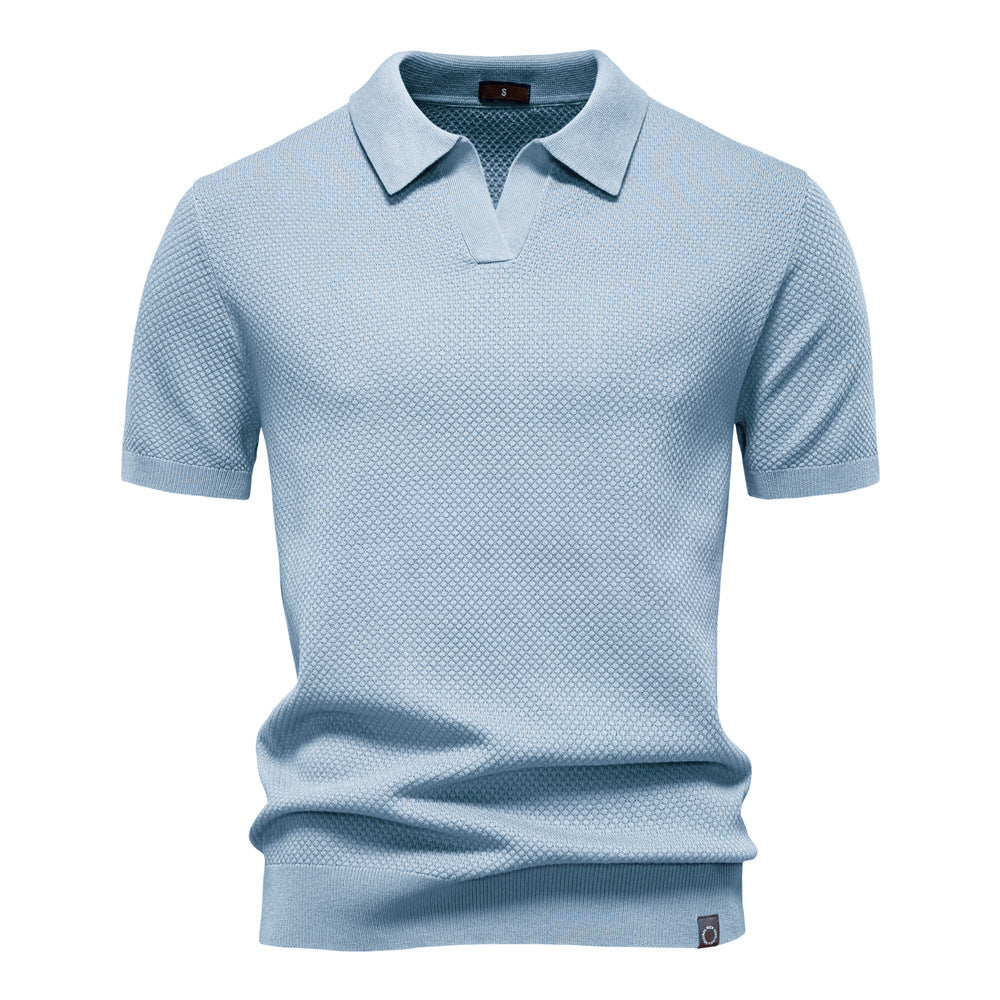 Polo Shirt Gestructureerd Knit | Stijlvol & Ademend Open Kraag