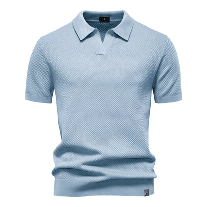 Polo Shirt Gestructureerd Knit | Stijlvol & Ademend Open Kraag
