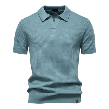 Polo Shirt Gestructureerd Knit | Stijlvol & Ademend Open Kraag