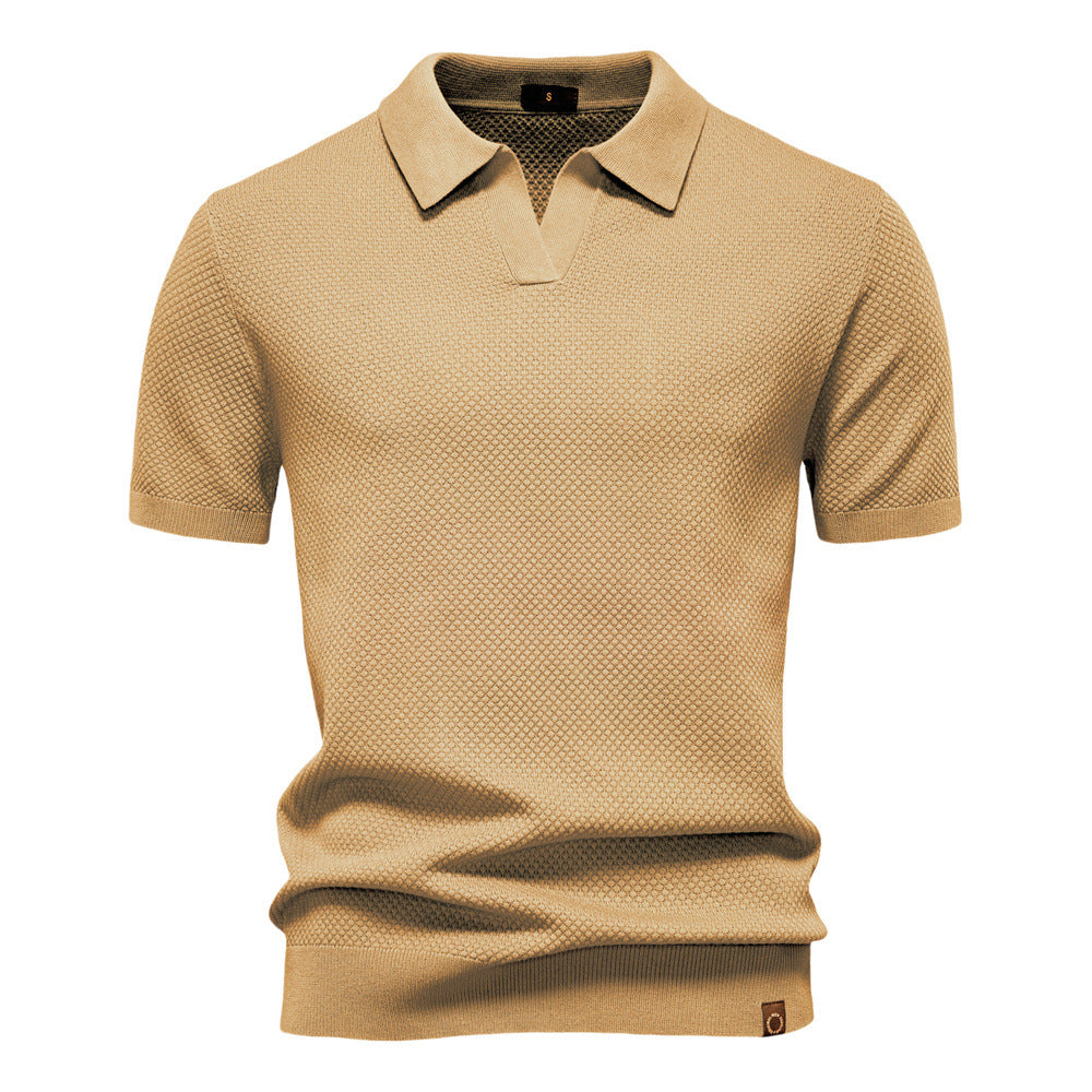 Polo Shirt Gestructureerd Knit | Stijlvol & Ademend Open Kraag
