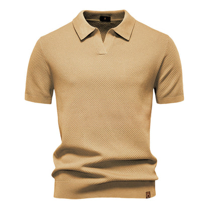 Polo Shirt Gestructureerd Knit | Stijlvol & Ademend Open Kraag