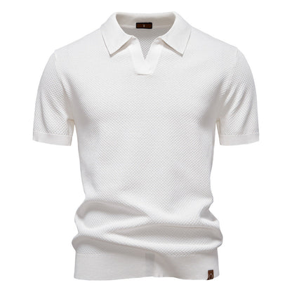 Polo Shirt Gestructureerd Knit | Stijlvol & Ademend Open Kraag
