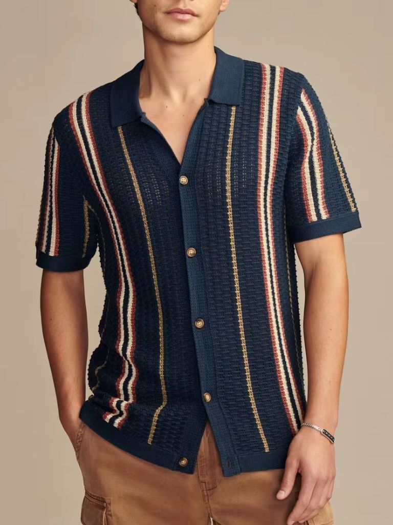 Polo Uomo | Righe Verticali & Chiusura con Bottoni