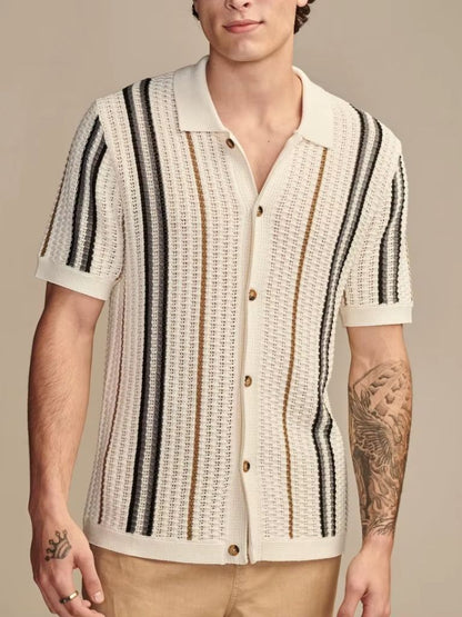 Polo Uomo | Righe Verticali & Chiusura con Bottoni