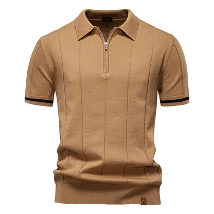 Polo Uomo | in Maglia con Zip & Righe Verticali a Contrasto
