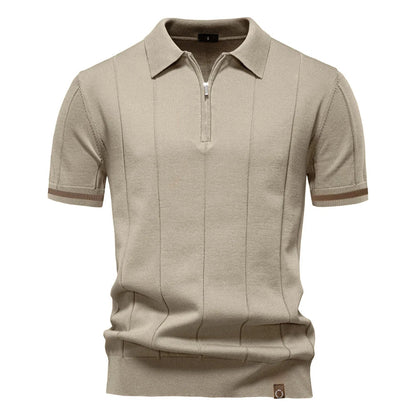 Polo Uomo | in Maglia con Zip & Righe Verticali a Contrasto