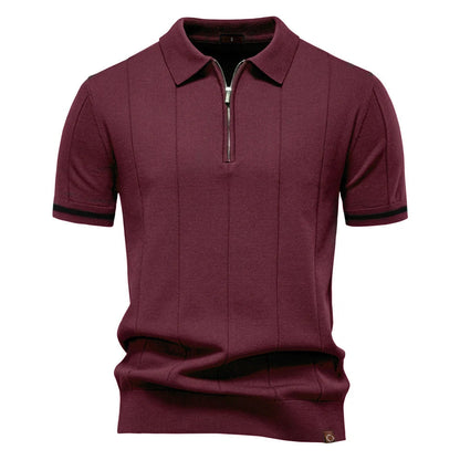 Polo Uomo | in Maglia con Zip & Righe Verticali a Contrasto