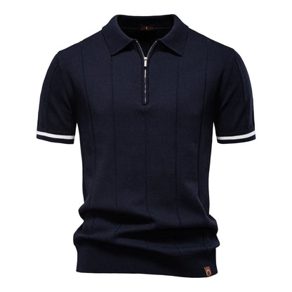 Polo Uomo | in Maglia con Zip & Righe Verticali a Contrasto