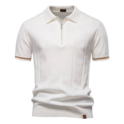 Polo Uomo | in Maglia con Zip & Righe Verticali a Contrasto