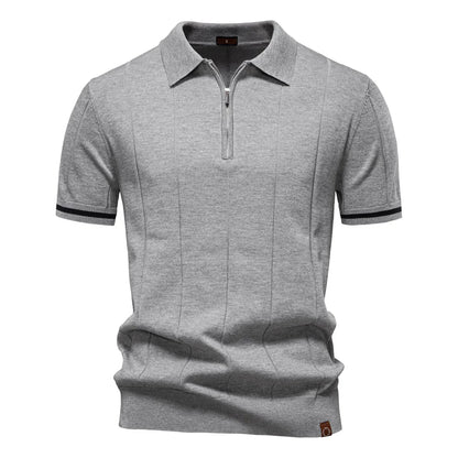 Polo Uomo | in Maglia con Zip & Righe Verticali a Contrasto
