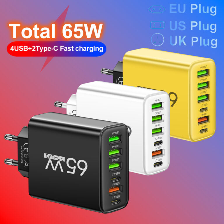 PowerMax 65W 6-in-1-Schnellladegerät – Laden Sie bis zu 6 Geräte gleichzeitig