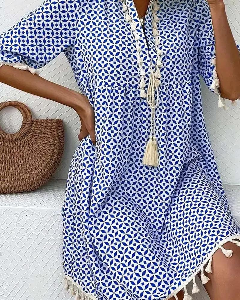 Women's Stylish Printed Mini Dress – Comfortable Summer Fashion