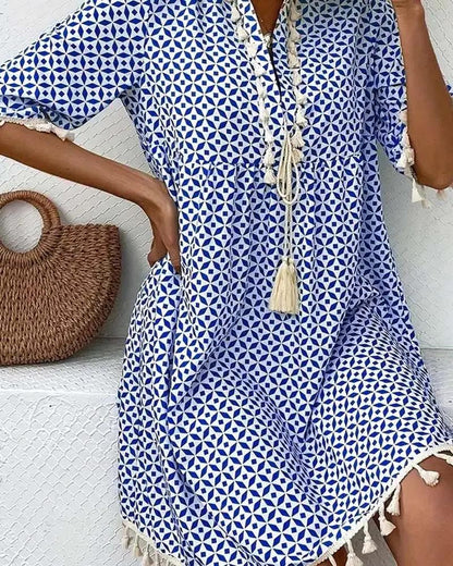 Women's Stylish Printed Mini Dress – Comfortable Summer Fashion