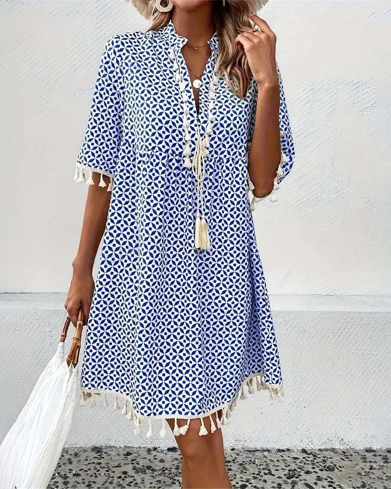 Women's Stylish Printed Mini Dress – Comfortable Summer Fashion