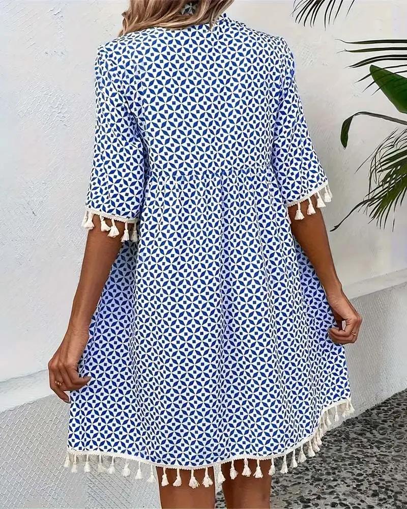 Women's Stylish Printed Mini Dress – Comfortable Summer Fashion