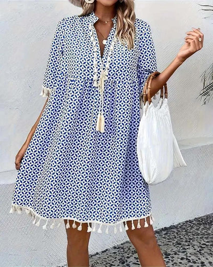 Women's Stylish Printed Mini Dress – Comfortable Summer Fashion