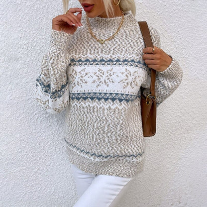 Maëlle – Pull jacquard femme d’hiver à motif flocon