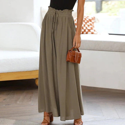 Pantalon Palazzo Large Taille Haute Femme – Pantalon Confortable à Cordon