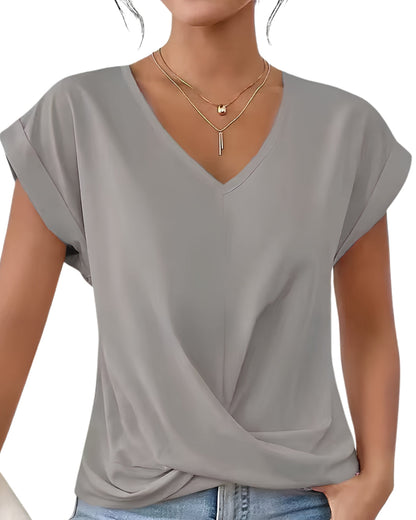 Top Elegant cu Decolteu în V și Drapaj Modern