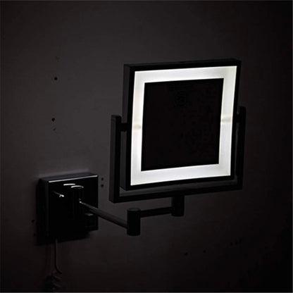 Adjustable LED Black Square Magnifying Makeup and Bathroom Mirror