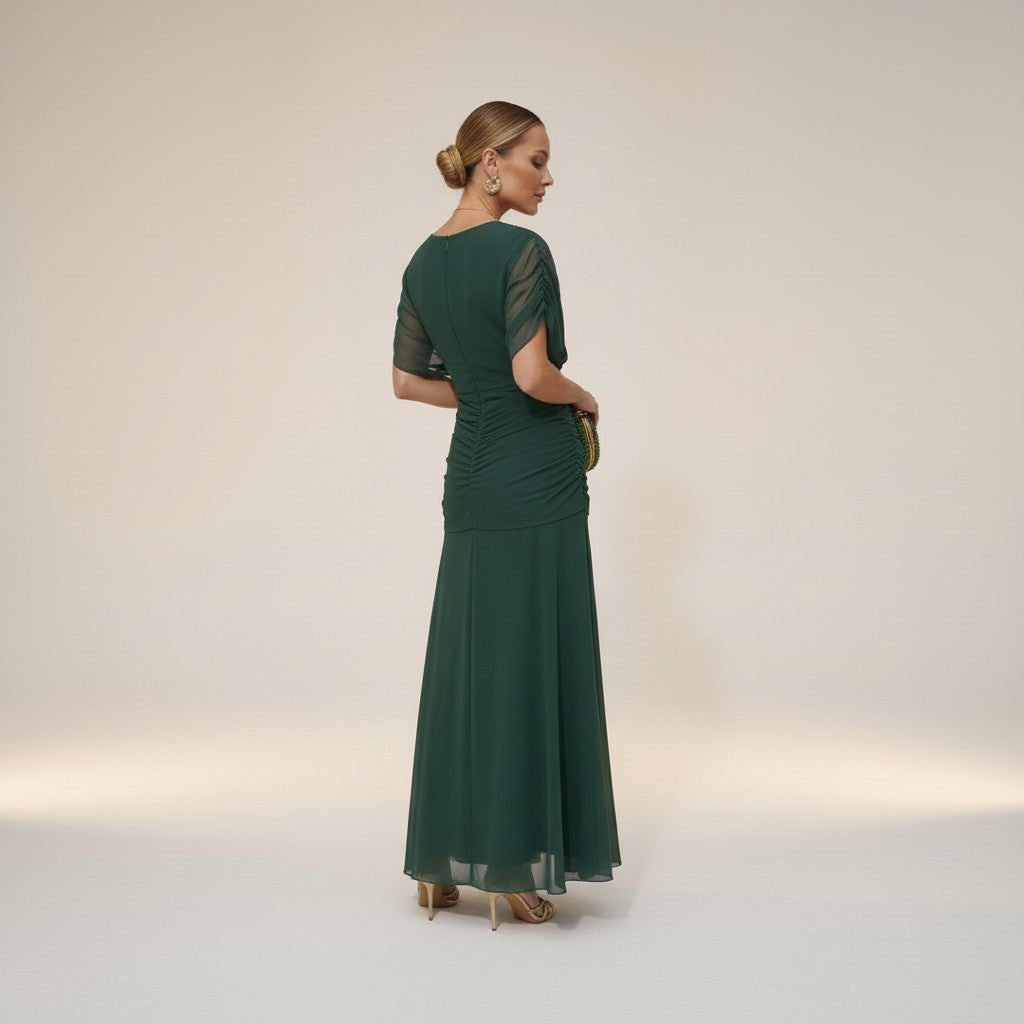 Velora - Vestido Floral Largo con Escote en V