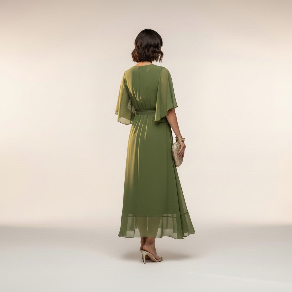 Leticia - Vestido midi con cintura de lazo