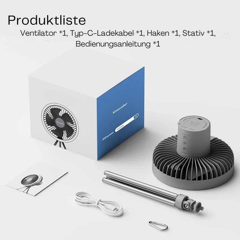 Tragbarer Ventilator All-in-One | Leistungsstark, kompakt und wiederaufladbar