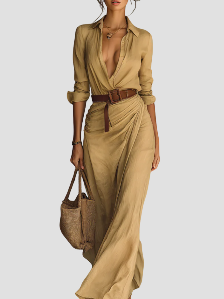 Camilla - Vestido camisero largo para mujer