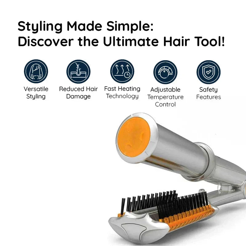 2-in-1 Rotating Hair Brush and Iron for Professional Styling