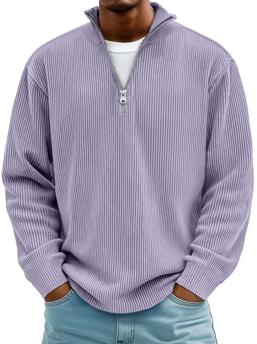 Eliott | Elegant herre-sweater med halv lynlås i premium-stof