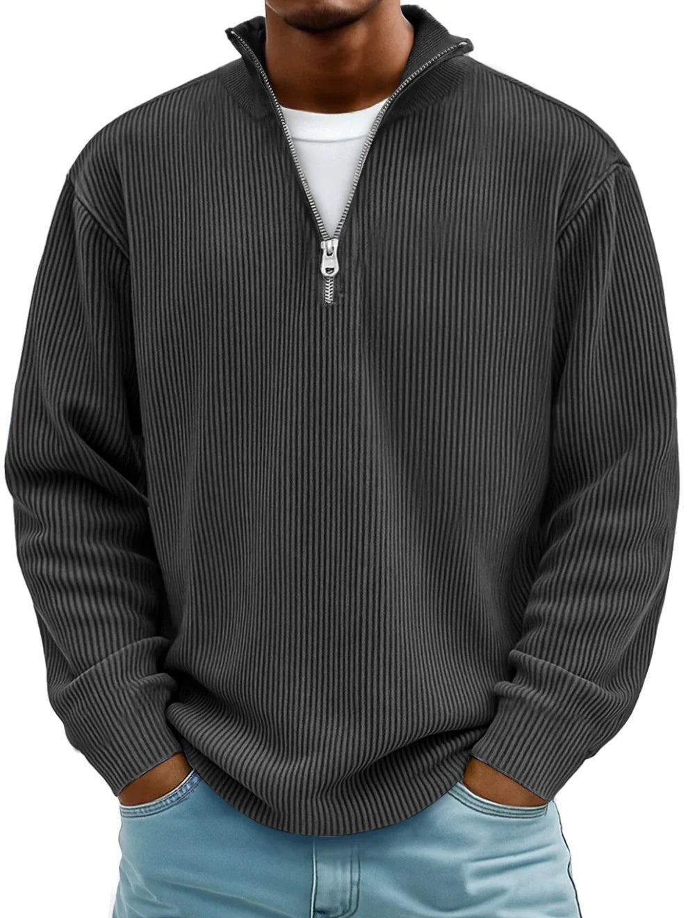 Eliott | Elegant herre-sweater med halv lynlås i premium-stof