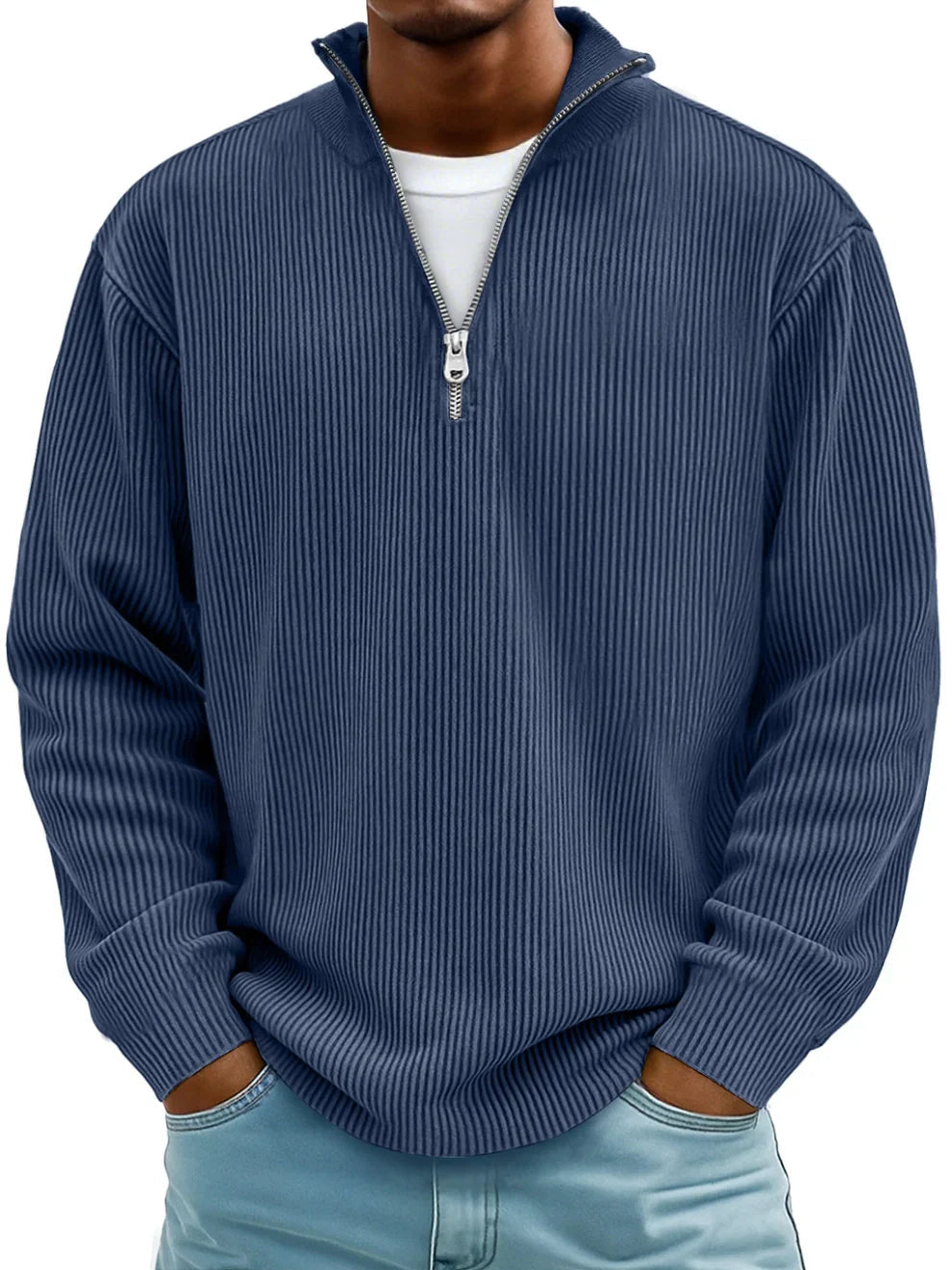Eliott | Elegant herre-sweater med halv lynlås i premium-stof