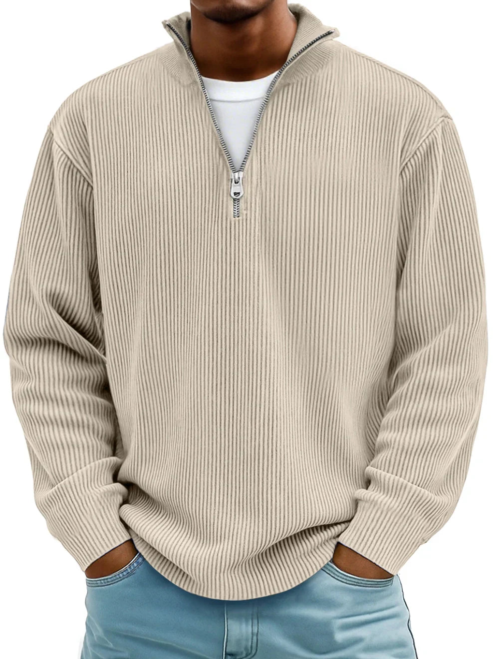 Eliott | Elegant herre-sweater med halv lynlås i premium-stof