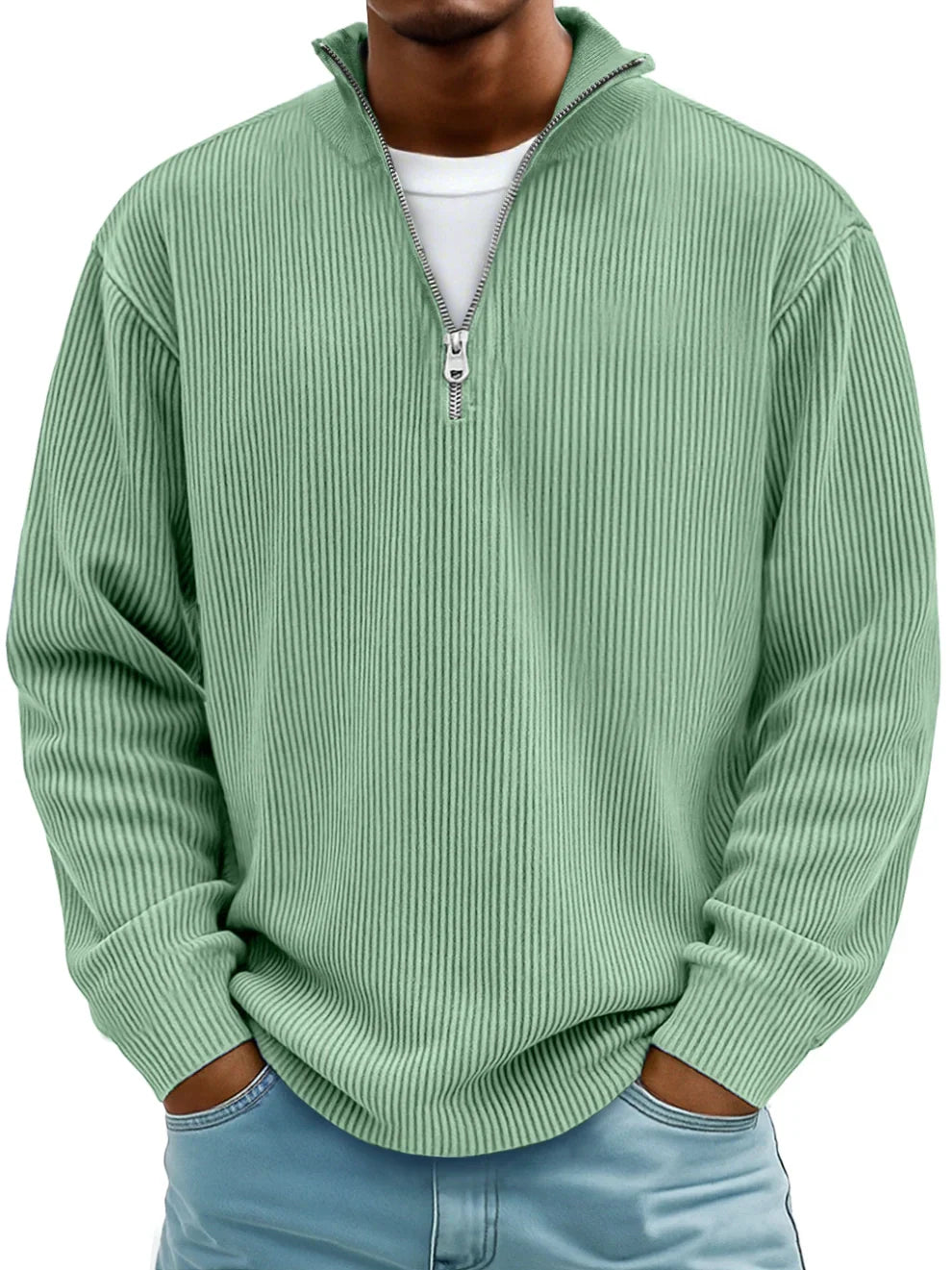 Eliott | Elegant herre-sweater med halv lynlås i premium-stof