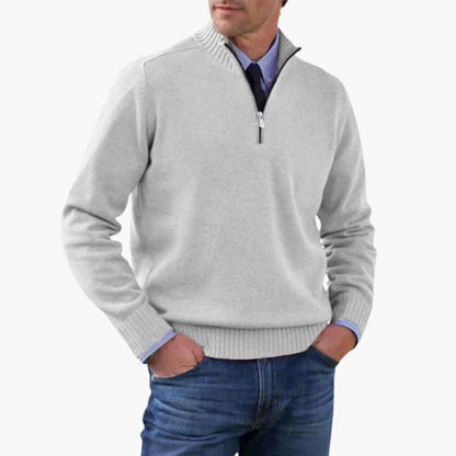 Alvarico – Herren Pullover Mit Halb Reißverschluss Und Geripptem Saum