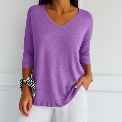 Clara | Women V Neck z krótkim rękawem sweater