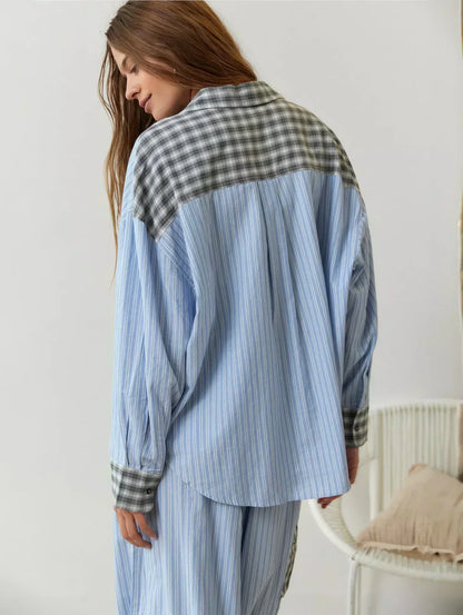 Women Spring Plaid Two Piece Set