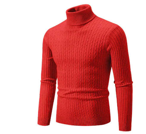 Orlan Maglione Uomo a Collo Alto – Pullover a Coste Slim Fit in Acrilico Morbido e Caldo